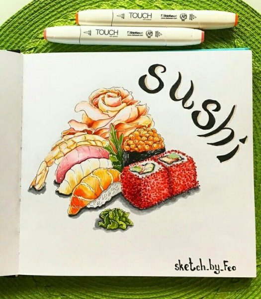 Роллы скетч маркерами
