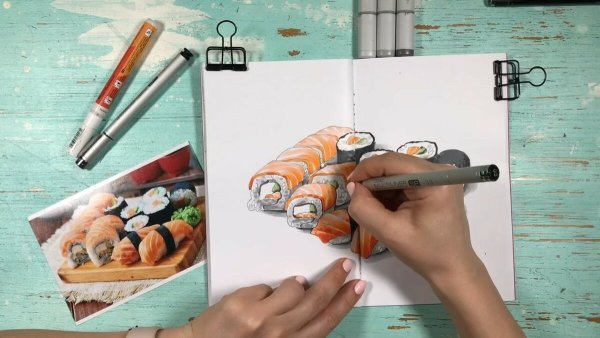 Роллы маркерами