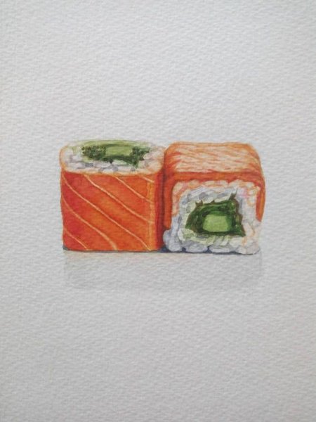 Суши скетчинг акварелью