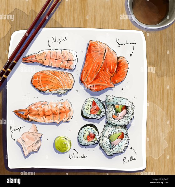 Суши акварель