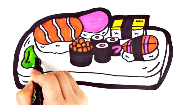 Роллы рисунок маркерами