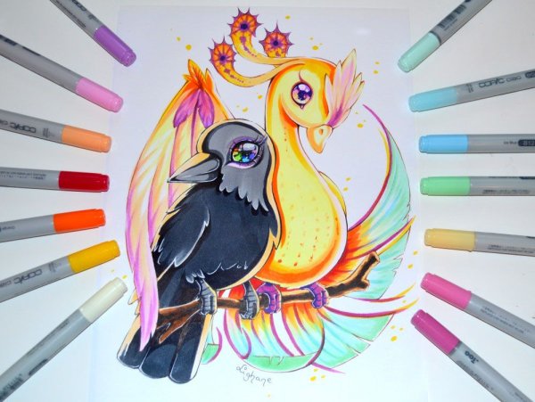 Птица Феникс рисунок