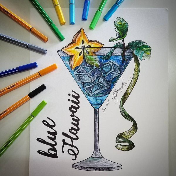 Коктейли рисование маркерами