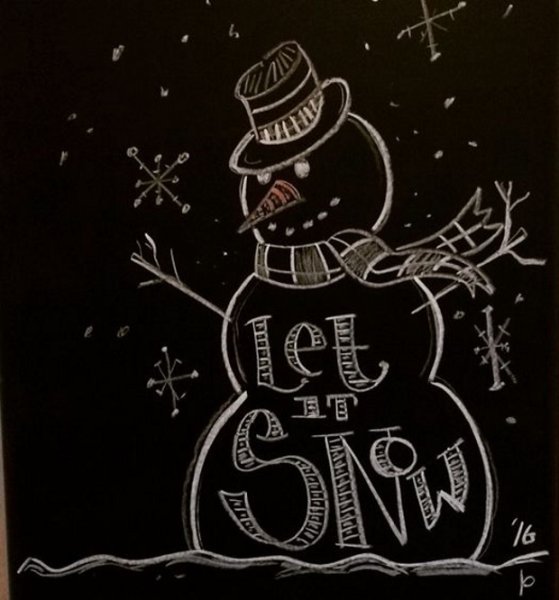 Новогодние рисунки на грифельной доске