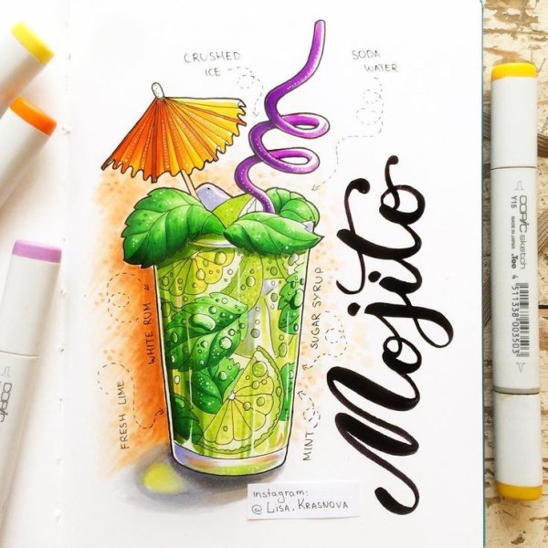 Летние коктейли для раскрашивания