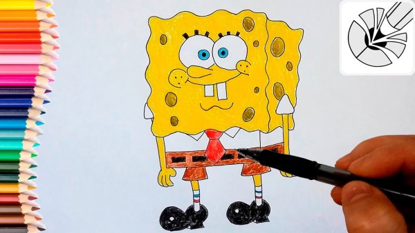 Рисунки фломастерами губка Боб