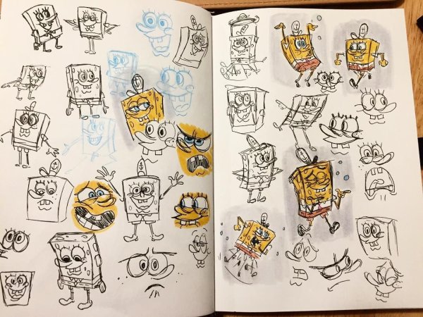 Рисунки в скетчбук губка Боб