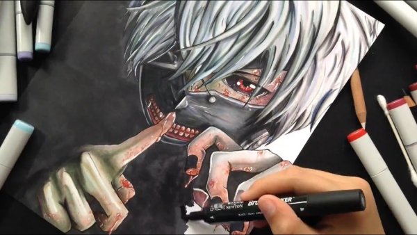 Канеки арты фломастеры