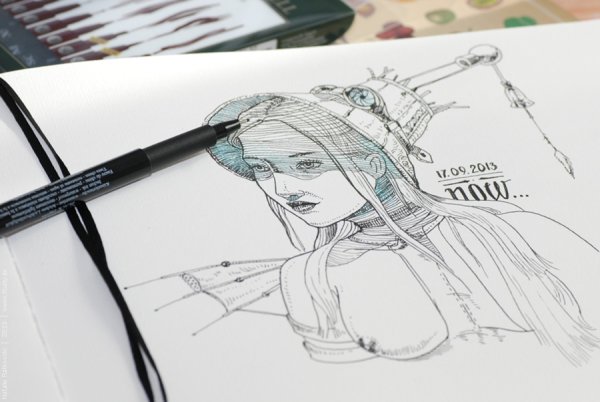 Рисунки чёрной гелевой ручкой