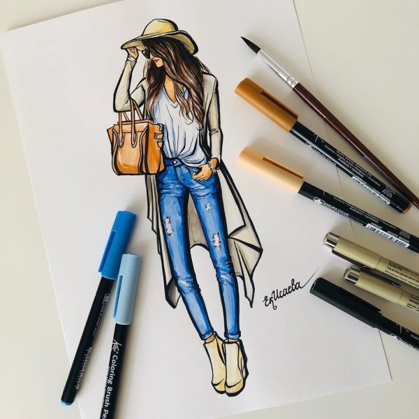 Скетчинг маркерами люди