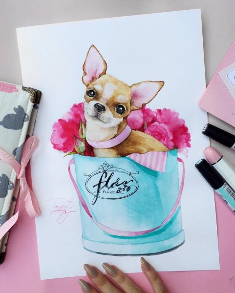 Собачка маркерами