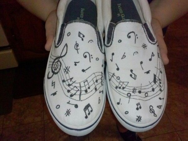 Кеды Расписанные черным маркером