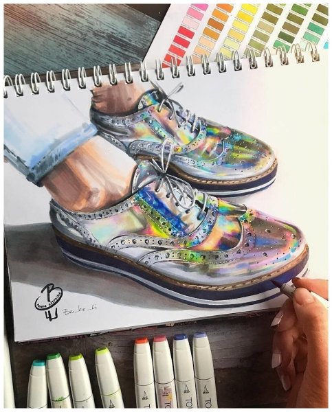 Скетч кеды маркерами