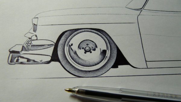Рисунки маркером черным машины