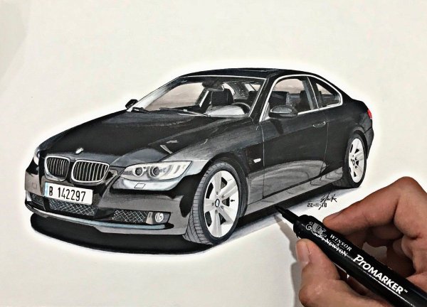 Машины черным маркером