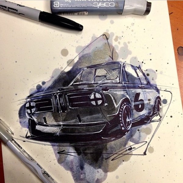 Рисунок автомобиля маркерами