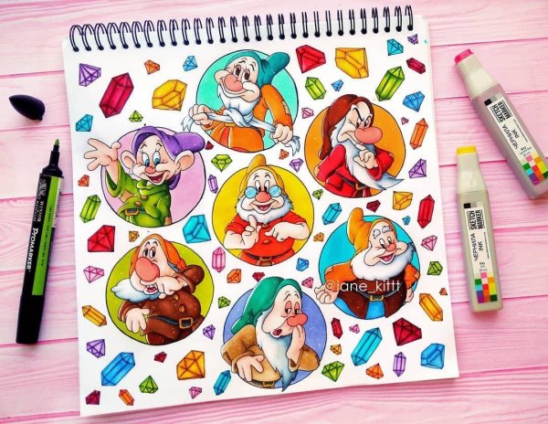 Гномик рисунок маркерами