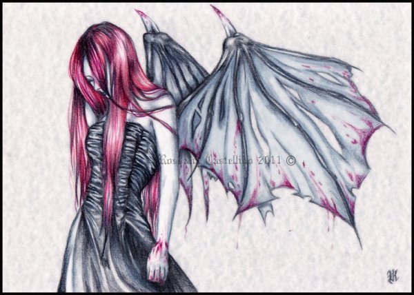 Рисунок карандашом цветной демон