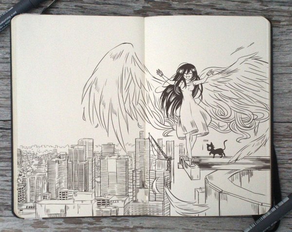 Арты в скетчбуке карандашом