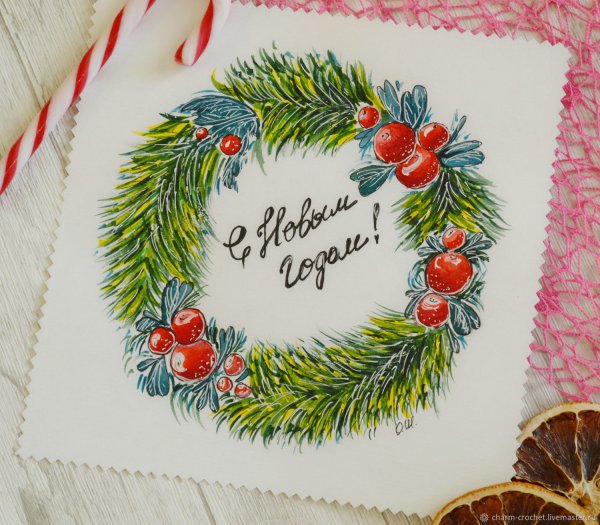 Новогодний венок открытка