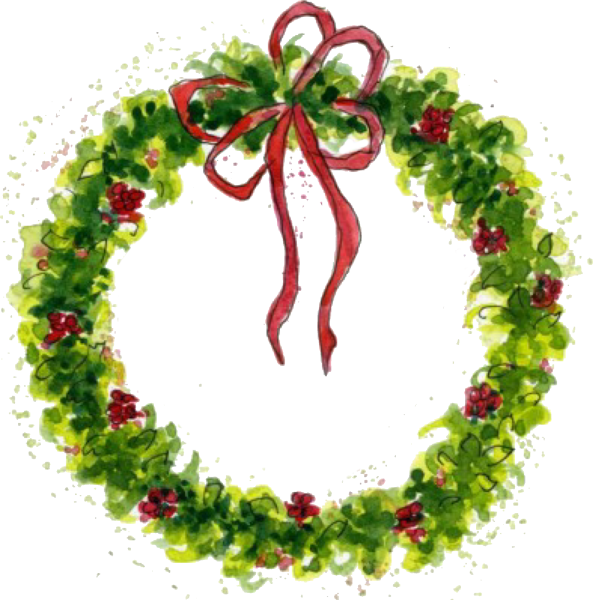 Новогодний венок акварель