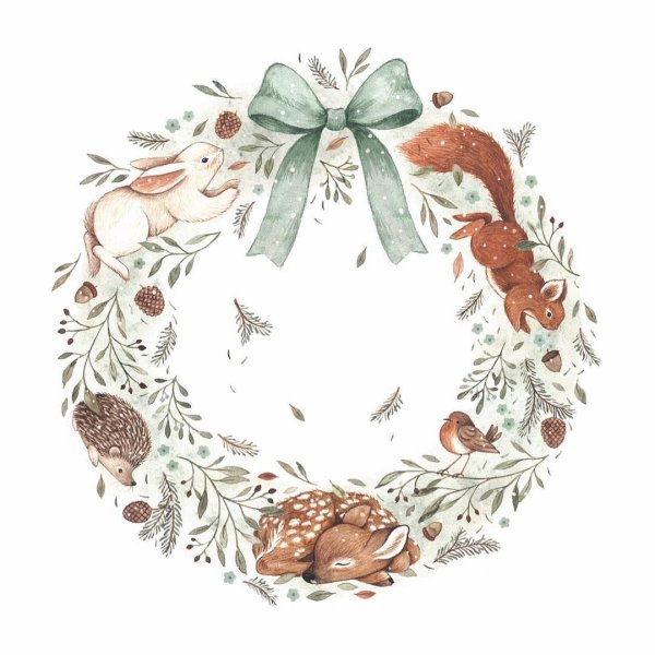 Рождественский венок акварель