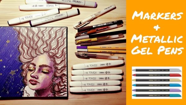 Рисунки маркерами с эффектом металлик