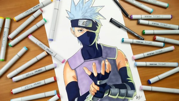Какаси из Наруто маркерами