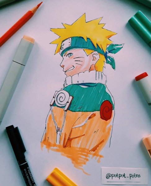 Наруто скетч маркерами