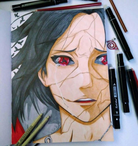 Итачи Учиха арт маркерами