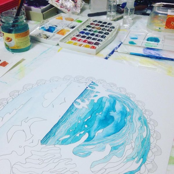 Рисунки водными фломастерами