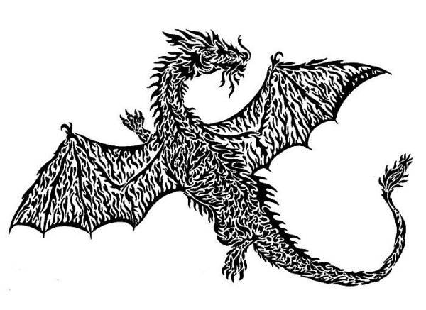 Дракон черной ручкой