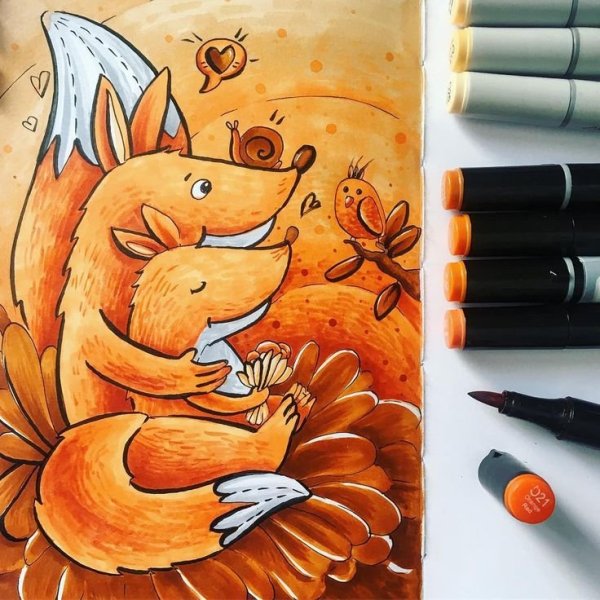 Лисичка маркерами