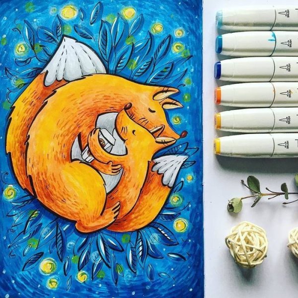 Лиса маркерами