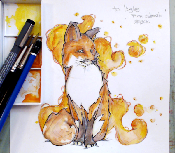 Скетчинг маркерами лиса