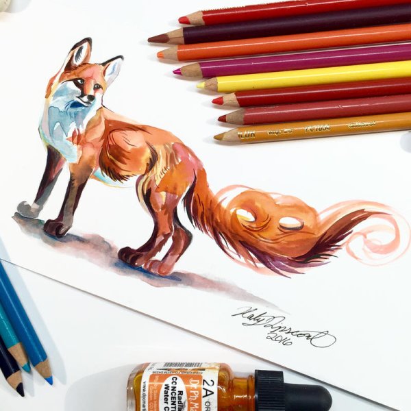 Лиса скетч маркерами