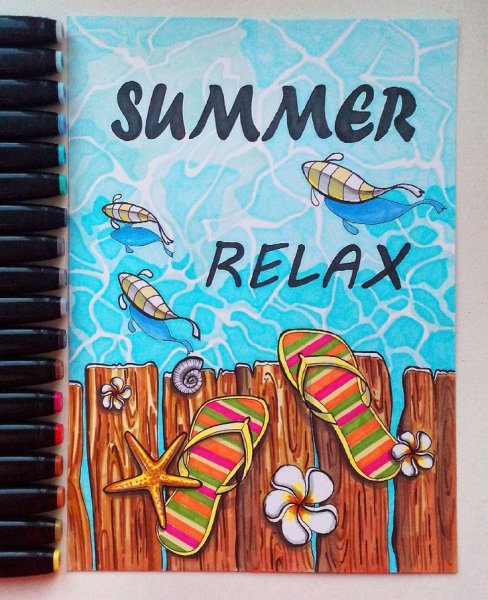 Летние рисунки маркерами