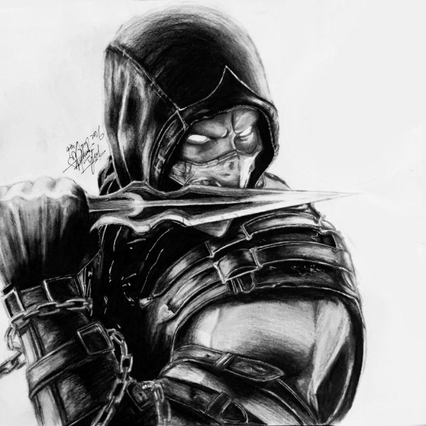 Скорпион мортал комбат карандашом