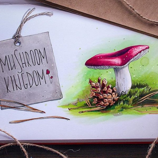 Мухомор скетч маркерами