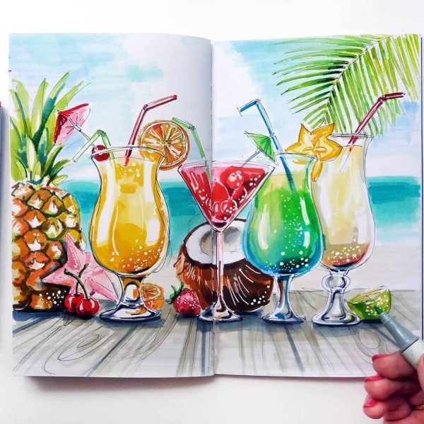 Наброски пейзажа акварелью