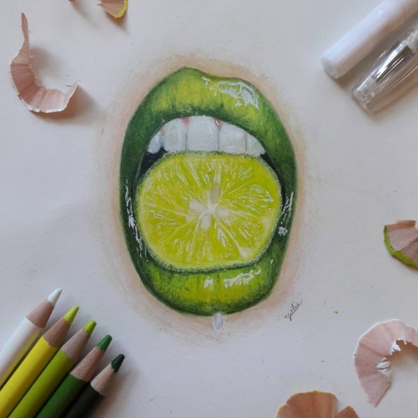 Губы рисунок акварелью