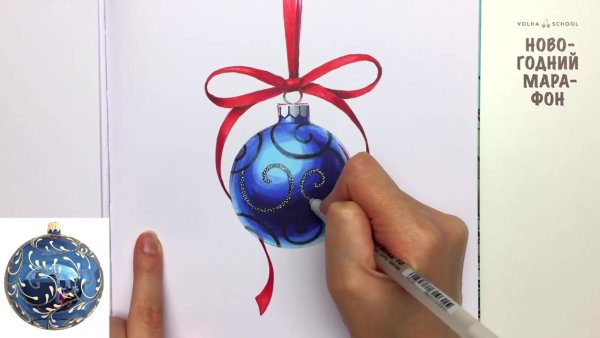 Елочный шар маркерами