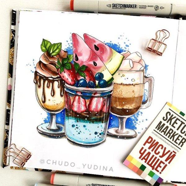 Коктейль маркерами для скетчинга