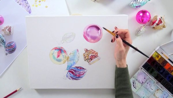 Елочные игрушки маркерами