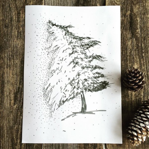 Открытки на новый год акварелью