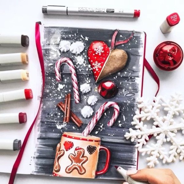 Рождество маркерами