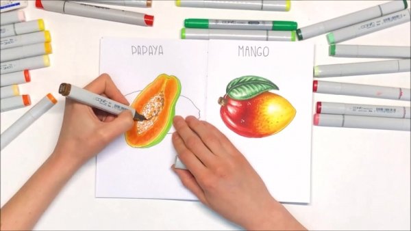 Манго скетч маркерами