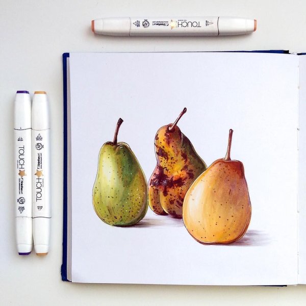 Фрукты маркерами