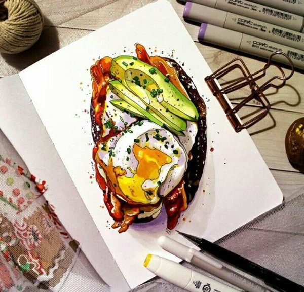 Скетч фуд маркерами