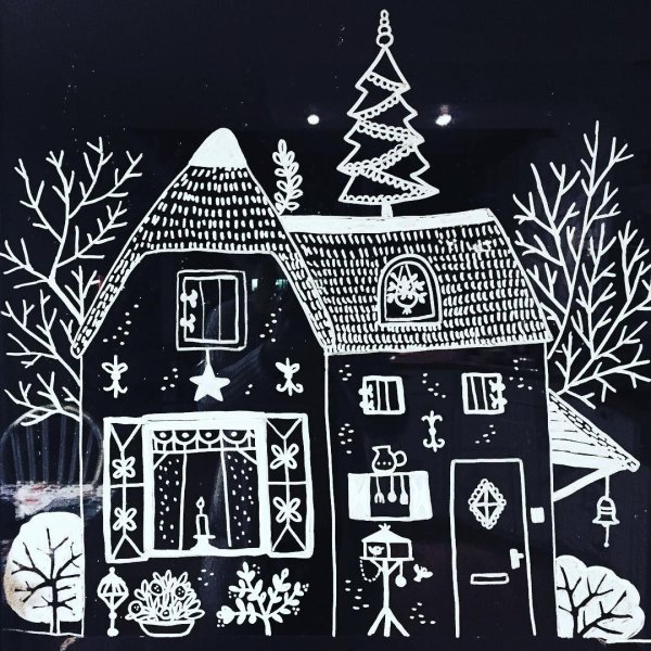 Роспись окон домики